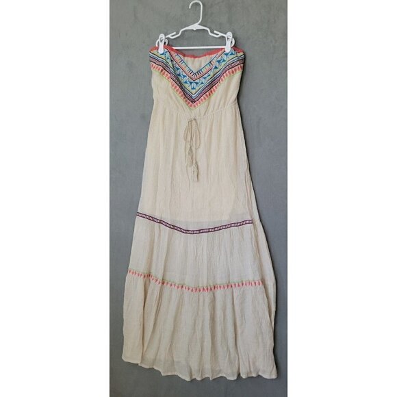 Flying Tomato Embroidered Boho Strapless Maxi Lined Dress Women’s Size S/M, GUC! - Picture 4 of 11